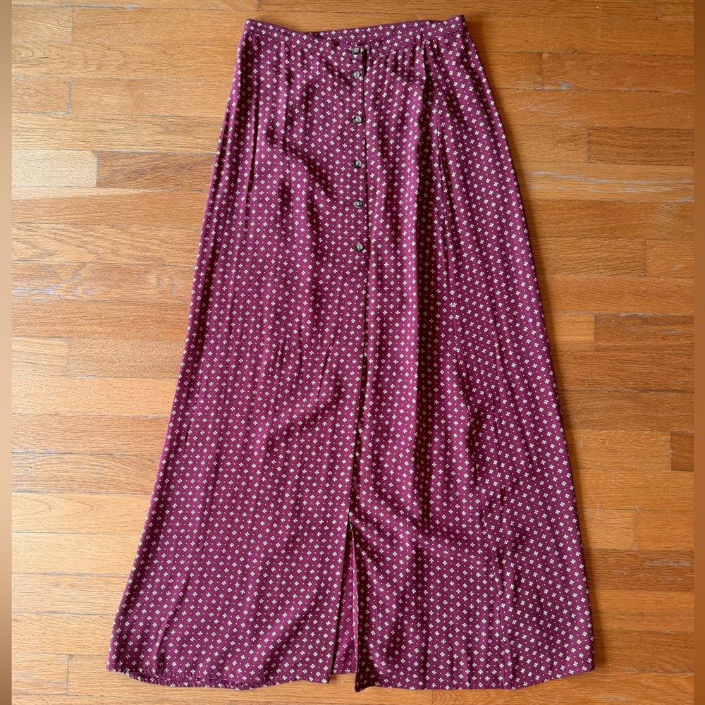 Urban Outfitters Burgundy Button-Front Skirt